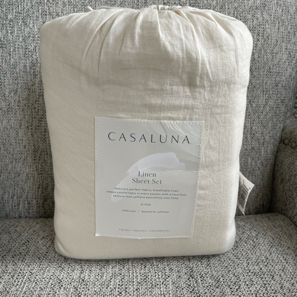 Casaluna Bedding Casaluna King 0 Washed Linen Sheet Set In Natural